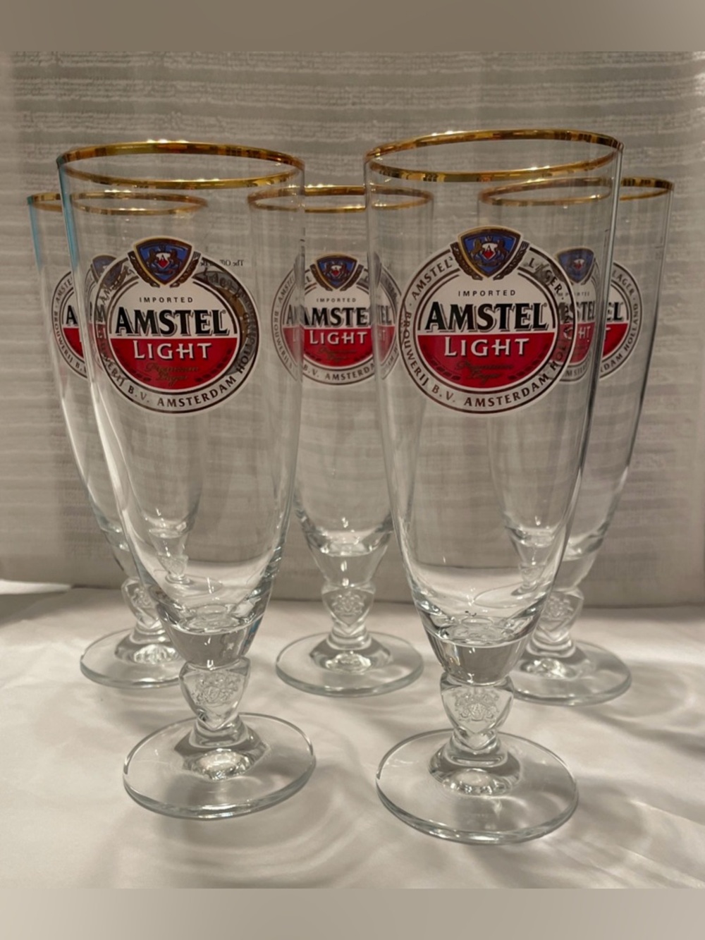 Amstel Light Pilsner Glasses with Gold Rim (Set of 5)